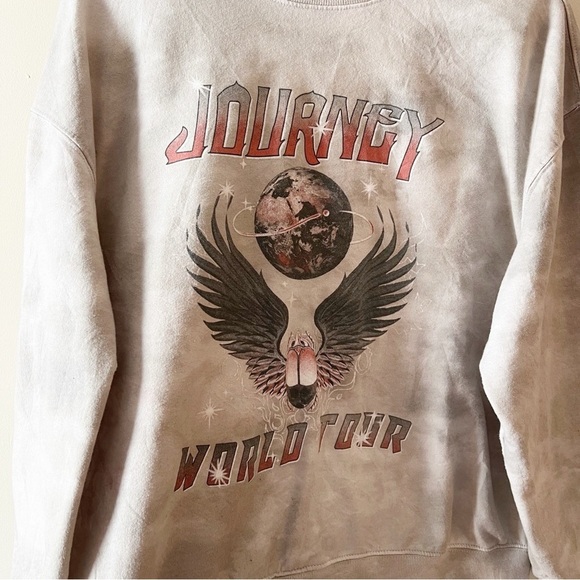 Journey World Tour Pullover Sweatshirt Size XXL logo Tie Dye Light Gray - Picture 3 of 6